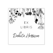 Rustic Florals Modern Script Custom Library Book ラバースタンプ (インプリント)