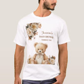 Rustic Florals Teddy Bear Baby Shower Tシャツ (正面)