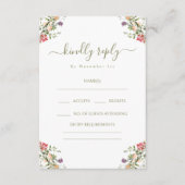 Rustic Flower Bloom Bohemian Wedding RSVP Cards エンクロージャーカード (正面)