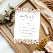 Rustic Flower Bloom Bohemian Wedding RSVP Cards エンクロージャーカード