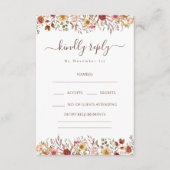 Rustic Flower Bloom Bohemian Wedding RSVP Cards エンクロージャーカード (正面)