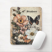 Rustic Flowers and Butterfly - Aged Paper (14) マウスパッド (マウス)