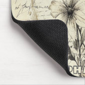 Rustic Flowers and Butterfly - Aged Paper (1) マウスパッド (コーナー)