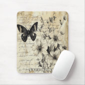Rustic Flowers and Butterfly - Aged Paper (1) マウスパッド (マウス)