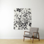 Rustic Flowers and Butterfly - Aged Paper (3) タペストリー (インサイチュ)