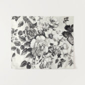 Rustic Flowers and Butterfly - Aged Paper (3) タペストリー (正面(横))