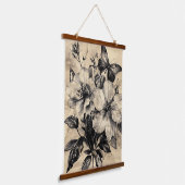 Rustic Flowers and Butterfly - Aged Paper (4) 吊り下げ型タペストリー (傾斜あり)