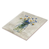 Rustic Flowers Daisies in Vintage Jar  タイル (側面)