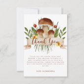 Rustic Flowers Mushrooms Autumn Baby Shower  サンキューカード (正面)