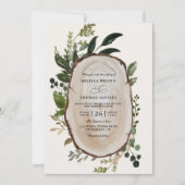 Rustic Foliage Farmhouse Budget QR Code Wedding 招待状 (正面)