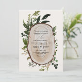 Rustic Foliage Farmhouse Budget QR Code Wedding 招待状 (スタンド正面)