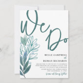Rustic Foliage We Do Script Sage Green ウェディング 招待状 (正面)