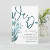 Rustic Foliage We Do Script Sage Green ウェディング 招待状 (スタンド正面)