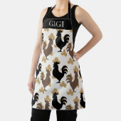 Rustic Folk Art Rooster Pattern, Farmhouse Kitchen エプロン (インサイチュ)