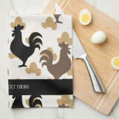 Rustic Folk Art Rooster Pattern, Farmhouse Kitchen キッチンタオル (四つ折り)