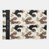 Rustic Folk Art Rooster Pattern, Farmhouse Kitchen キッチンタオル (横)