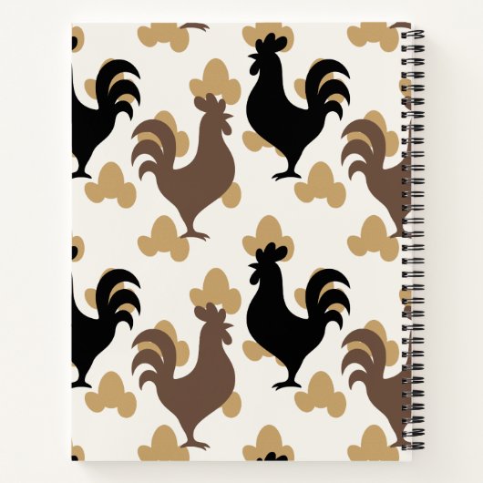 Rustic Folk Art Rooster Pattern, Farmhouse Recipe ノートブック (裏面)