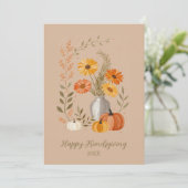 Rustic Folk Art Vase Flowers Pumpkin Friendsgiving 招待状 (スタンド正面)