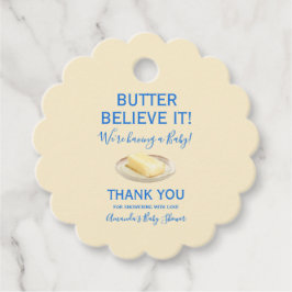 Rustic Food Butter Yellow Blue Baby Shower  フェイバータグ