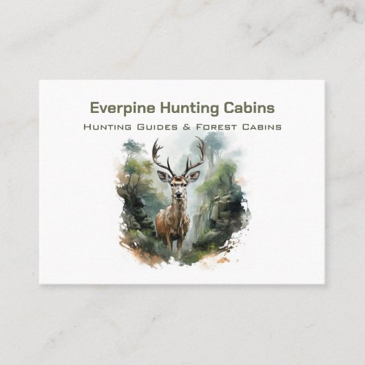 Rustic Forest Antler Deer Hunting Cabins QR-code 名刺 (正面)