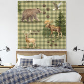 Rustic Forest Bear Deer Moose Eagle Watercolor キャンバスプリント (インサイチュ (寝室))