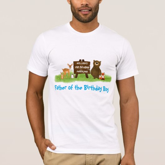 Rustic Forest Birthday Party Animals Father  Tシャツ (正面)