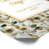 Rustic Forest Green Gold Leaves ウェディング カスタム ポスター (角)