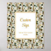 Rustic Forest Green Gold Leaves ウェディング カスタム ポスター (正面)