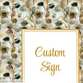 Rustic Forest Green Gold Leaves Wedding Custom  ポスター