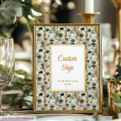 Rustic Forest Green Gold Leaves Wedding Custom  ポスター