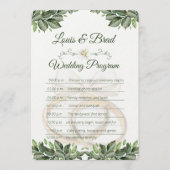 Rustic Forest Greenery Floral Wedding Program Card プログラム (正面)