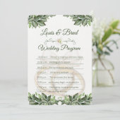 Rustic Forest Greenery Floral Wedding Program Card プログラム (スタンド正面)