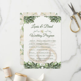Rustic Forest Greenery Floral Wedding Program Card プログラム