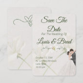 Rustic Forest Greenery Floral Wedding Save the Dat 案内状 (正面/裏面)