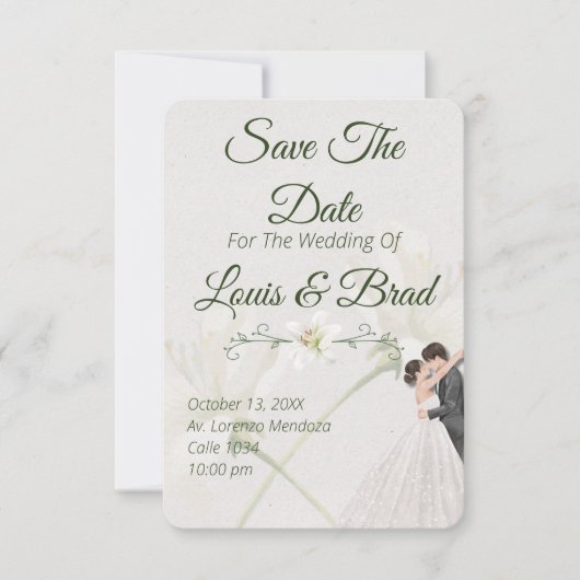 Rustic Forest Greenery Floral Wedding Save the Dat 案内状 (正面)