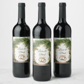 Rustic Forest Greenery Wedding Wine Bottle Label ワインラベル (ボトル)