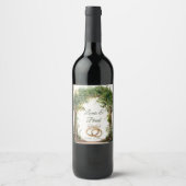 Rustic Forest Greenery Wedding Wine Bottle Label ワインラベル (正面)
