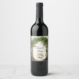 Rustic Forest Greenery Wedding Wine Bottle Label ワインラベル