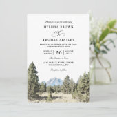 Rustic Forest Mountain Skyline QR Code Wedding 招待状 (スタンド正面)