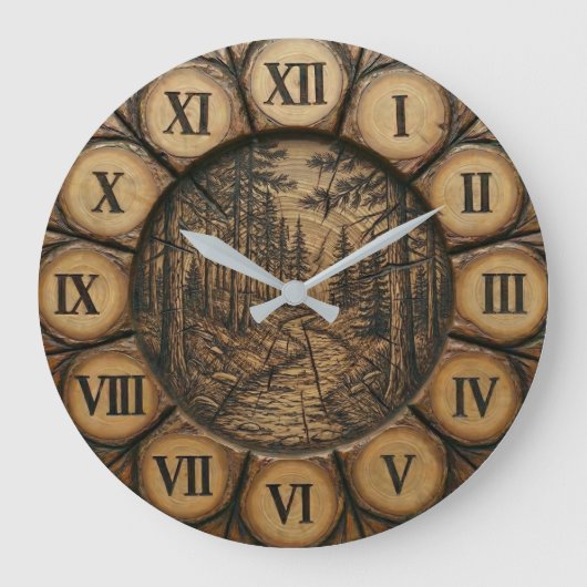 Rustic Forest Path Wall Clock  ラージ壁時計 (正面)