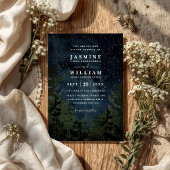 Rustic Forest Sky Night Elegant QR Code Wedding 招待状