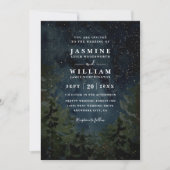 Rustic Forest Sky Night Elegant QR Code Wedding 招待状 (正面)