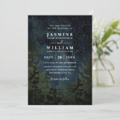 Rustic Forest Sky Night Elegant QR Code Wedding 招待状 (スタンド正面)