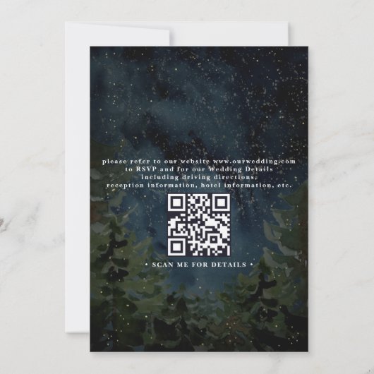 Rustic Forest Sky Night Elegant QR Code Wedding 招待状 (裏面)