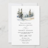 Rustic Forest Trees Pine Elegant QR Code Wedding 招待状 (正面)