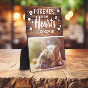 Rustic Forever In Our Hearts ペットメモリアルフォト フォトプラーク