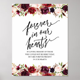 Rustic Forever In Our Hearts Memorial Sign ポスター