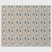 Rustic Fox and Christmas Tree and Bauble In Blue ラッピングペーパー (フラット)