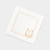 Rustic Frame Western Horseshoe Monogram Wedding 箔ナプキン (左)