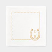 Rustic Frame Western Horseshoe Monogram Wedding 箔ナプキン (正面)